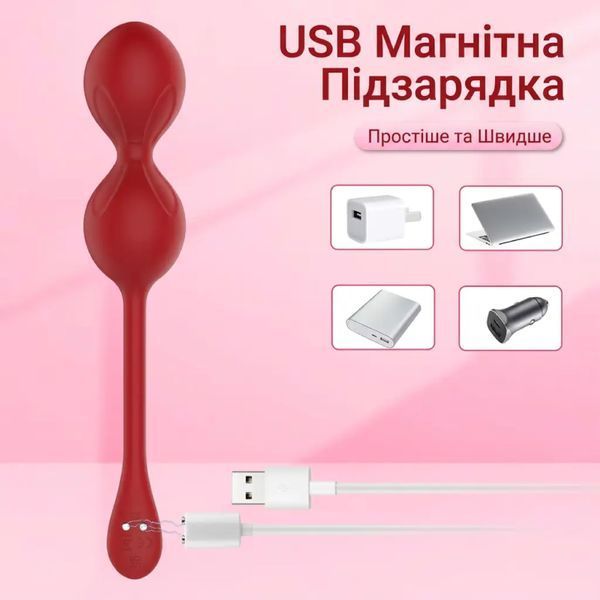 Smart вагінальні кульки Love Spouse силіконовий тренажер Кегеля Magic Motion Flamingo Червоний  X00001254 фото