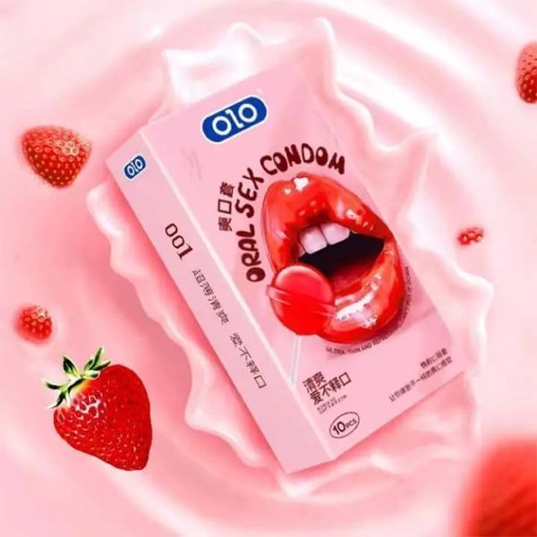 Презервативи OLO Ultrathin Oral Sex Ультратонкі Полуниця 10 шт. X00001107 фото