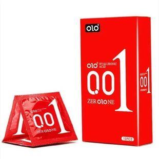 Презервативи Olo 0.01 RED Foil з пухирцями та гіалуроновим мастилом 10 шт. X00001107 фото